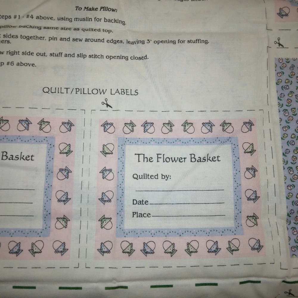 FABRIC The Flower Basket Miniature Quilt and pillow by Dorathy Dear Designs